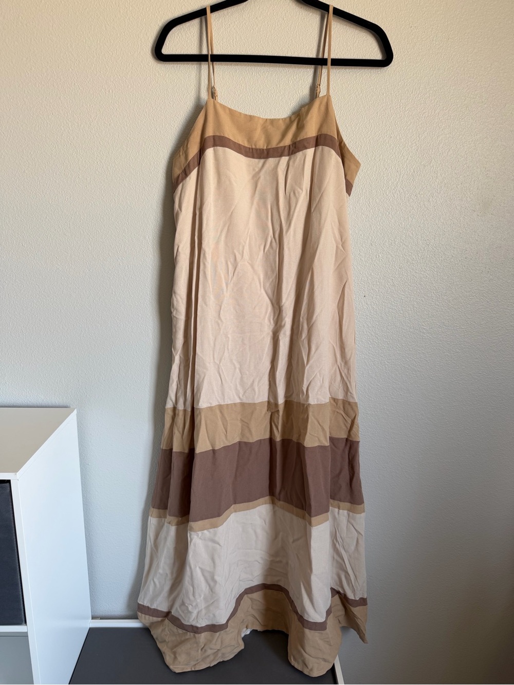 Boutique Neutral Tone Strappy Maxi Dress - Beige & Brown